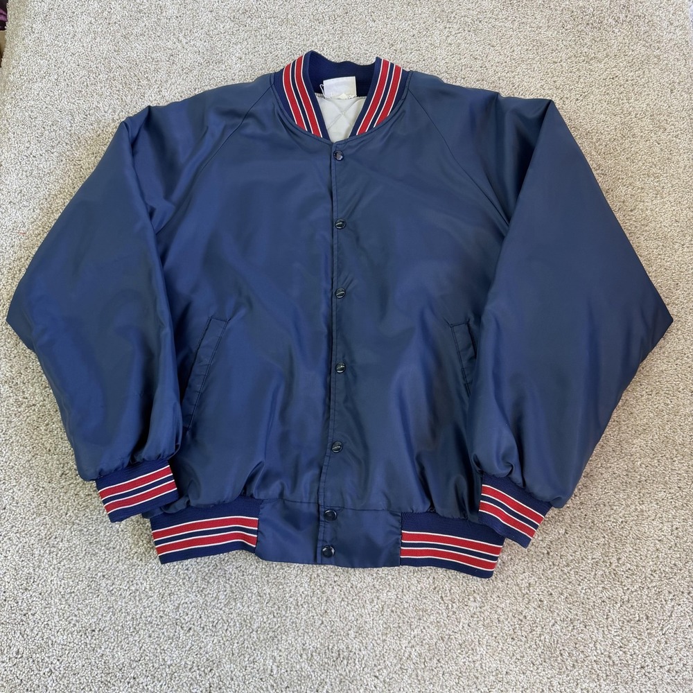 Vintage Hartwell Sports Jacket Mens XL Blue Nylon Snap Varsity Bomber Casual